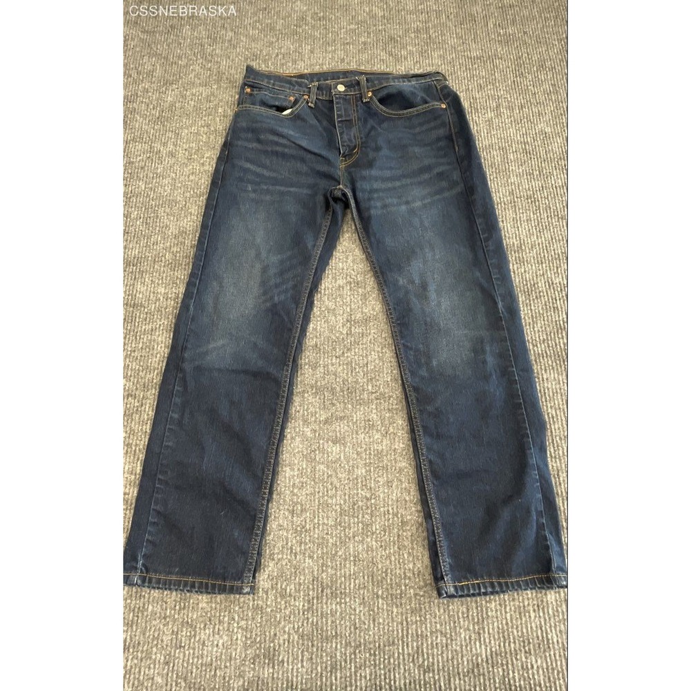 Levi's Blue Men's 505 Regular Fit Jeans Dark Wash Straight Leg Denim - W34 L30